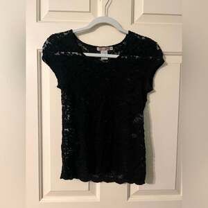Katie K Black Lace Shirt Overlay Women’s Cut size medium